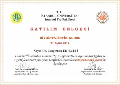 Biostatistics Course - Istanbul univesity - September 12, 2012