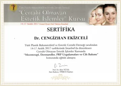 Mesotherapy, Dermaroller, PRP Applications, and Skin Care Course December 14-17. 2017